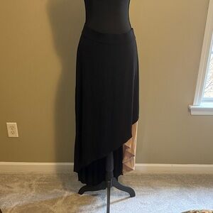 Elegant Black hi-lo faux wrap Skirt